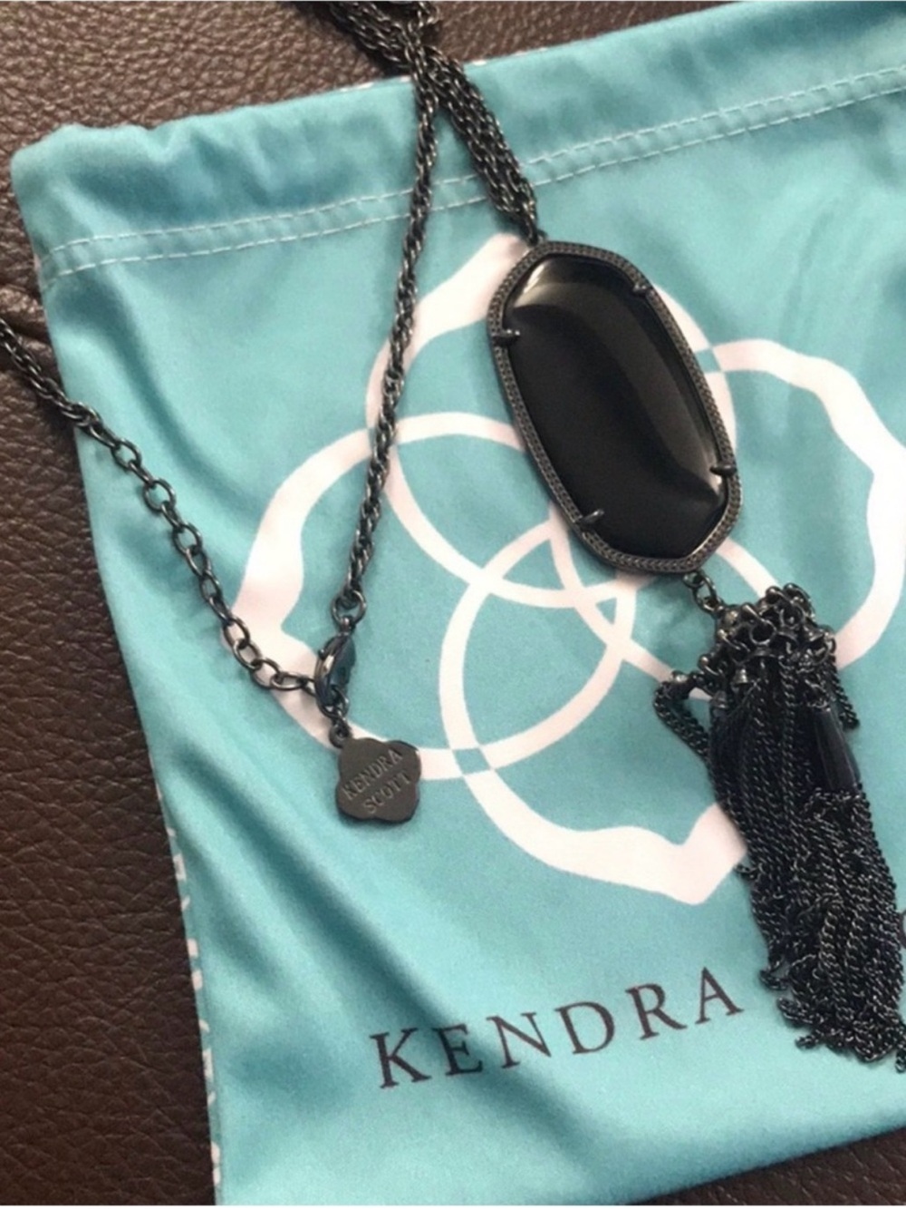 Kendra Scott Black Drusy Pendant Necklace with Tassel
